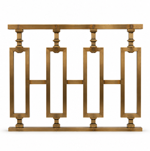 Geometric Bronze Metal Stair Railing with Open Rectangle Balusters for Modern Villas Hotels and Interiors - Product Image 1