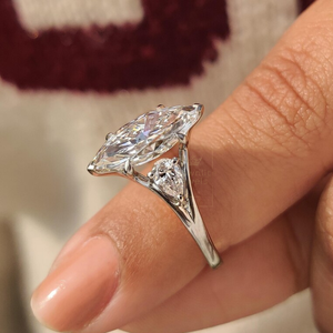 Anillo de Promesa de Aniversario con Moissanita Corte Marquesa para Mujer, de Lujo, Plata de Ley 925 con Baño de Rodio, Joyería Fina para Fiesta - Product Image 4