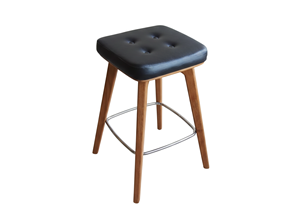 Chaise de bar artisanale avec assise en similicuir, pieds en bois, base en acier inoxydable, design mid-century pour bar à domicile ou usage commercial - Product Image 5