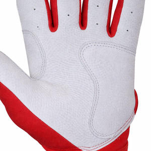 New Arrival Red <b>White</b> Leather Baseball Batting Gloves Breathable Palm Padding Grip Performance Adjustable Wrist Closure OEM - Product Image 6