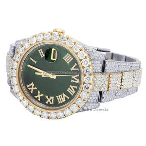 Reloj de diamante de moissanita de acero inoxidable para hombre de 41mm de lujo Premium, reloj de estilo Hip Hop de cristal analógico envejecido de alta calidad - Product Image 5