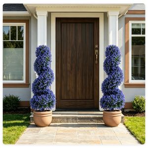 Set di 2 Alberi Artificiali Realistici in PE per Decorazione Interna ed Esterna di Casa e Giardino - Product Image 2