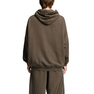 เสื้อฮู้ดซิปผ้าฟลีซ 100% คอตตอน 500gsm ซิปเต็มตัว ทรงบ็อกซี่ ผู้ชาย แบบเรียบ บริการ OEM สั่งทำโลโก้แบรนด์ด้านหน้าได้ - Product Image 4