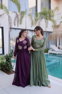 Women Striped Silk Floor-Length Traditional Indian Party Diwali Wear with Beads Embroidery Work Quick Dry & Wrinkle Free - Product Image 6