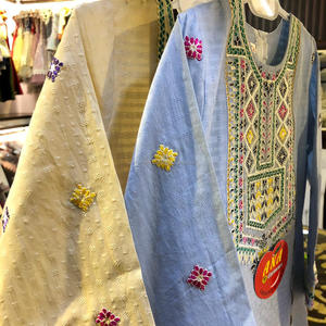 ชุดผ้าฝ้ายแจ็คการ์ดชิลาร์ Qameez,ใหม่ชุดปากีสถานดีไซน์แฟนซีสำหรับสวมใส่ในงานปาร์ตี้ - Product Image 6