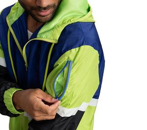 Wholesale Custom Men's Windbreak Jacket Color Block Waterproof Nylon <b>Fabric</b> Hooded Windproof Jacket For Men - Product Image 3