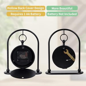 Vintage Metal Table <b>Clock</b>, Farmhouse Table <b>Clock</b>, Small Black Silent Non-Ticking Battery Operated Desk and Shelf <b>Clocks</b> <b>for</b> Home - Product Image 3