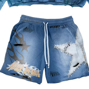 Conjunto de Sudadera con Capucha Personalizada al por Mayor, Oversize, Vintage, con Lavado Ácido, Parches, Diseño Corto, Efecto Desgastado y Bordado con Aplicaciones - Product Image 6