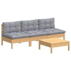 Ensemble de salon de jardin gris en pin massif 100% polyester Bois naturel 100% polyester 100% polyester 100% polyester - Product Image 3