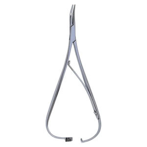 Silver Orthodontic Needle <b>Holder</b> Forceps Curved Dental Surgical Instrument Class I Manual Shuja Surgico - Product Image 2
