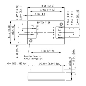 Convertidor de CC a CC Aislado de 15V 5A 75W, tipo Quarter Brick con insertos de montaje M3x0.5, -40~105 ℃   temperatura de funcionamiento - Product Image 2