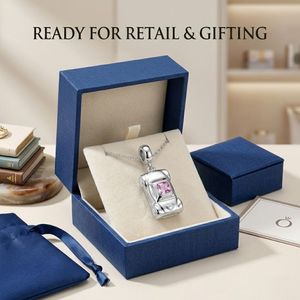 Colgante de Coche Personalizado Clásico con Zirconia Rosa y Baño de Oro y Rodio, Amuleto de Coche de Regalo - Product Image 5
