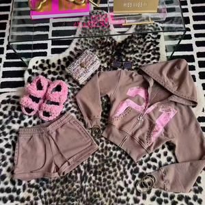 Ensemble deux pièces pour femme, style Y2K, vêtements d'automne, sweat à capuche zippé en polaire épaisse et short de survêtement pour femme - Product Image 4