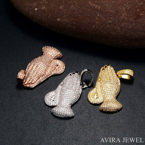 Collier pendentif Hip Hop en argent sterling 925 massif plaqué or rose jaune, design unisexe pour hommes et femmes, diamant Moissanite - Product Image 2