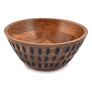 Bol de service de table en bois antique moderne Ensemble de cuillères en bois de manguier sculpté à la main écologique pour la cuisine à domicile pour les fêtes de fruits - Product Image 6