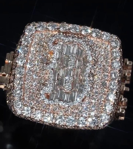Anillo de moissanita estilo goteo de alto brillo, chapado en rodio, de plata de ley 925, con incrustaciones de diamantes, para uso unisex. - Product Image 1