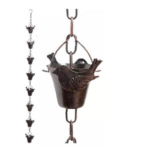 Chaîne de pluie en cuivre pur martelé, élégante, artisanale, pour gouttière, jardin et extérieur, décoration aquatique décorative pour maison et jardin, en promotion - Product Image 5