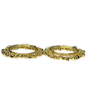 Heavy Kashmiri Ghungroo Metal <b>Bangles</b> 24K Gold Plated Jhumki Look Wedding Festive Jewellery for Women - Product Image 4