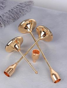 Candelabros Altos de Latón Dorado Vintage para Velas Cónicas, Centros de Mesa para Bodas, Decoración Otoñal para el Hogar - Product Image 3
