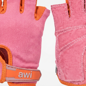 Gants de fitness unisexes demi-doigts rose-orange avec protection de la paume pour musculation et entraînement en salle de sport, fermeture auto-agrippante - Product Image 4