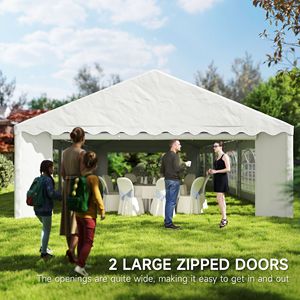 Tenda per Feste in PVC e Poliestere Bianca 40FT X 20FT con Pareti Laterali Rimovibili e 12 Finestre per Matrimoni ed Eventi BBQ - Product Image 6