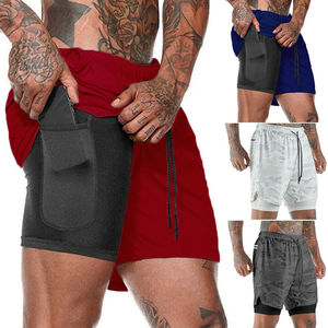 Conjunto de Pantalones Cortos Deportivos de Malla para Hombre, Pantalones Cortos de Compresión de Doble Capa, Pantalones Cortos Deportivos Transpirables de Cintura Media con Cordón para Verano - Product Image 3