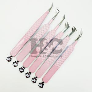 Hello Kitty pince à épiler vison durable Hello Kitty extension de cils pince à épiler Mega Volume rose Kitty pince à épiler fibre pointe quantité minimale de commande logo - Product Image 6