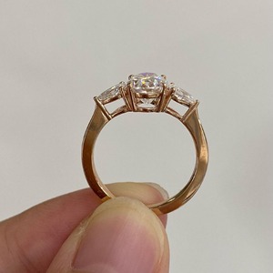 2.2 50CT Marquise Cut Lab <b>Diamond</b> Three Stone <b>Ring</b> 14K Solid Yellow Gold Half Moon Side Stones Trilogy Engagement <b>Ring</b> for Women - Product Image 1