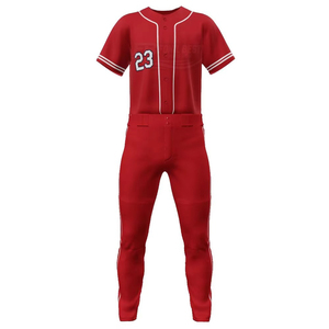 Red <b>Baseball</b> Uniform Men's Short Sleeve Jersey Pants Set with Number 23 Embroidery Moisture Wicking Polyester All Seasons Adult - Product Image 1