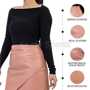 Jupe élégante en cuir véritable, courte, en cuir souple, tendance, pour les soirées et les clubs, confortable pour tous les jours - Product Image 4