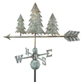 Metal <b>Tree</b> Weather Vane With Compass Directions Natural Finish Traditional Style <b>Outdoor</b> Garden Ornament - Product Image 1