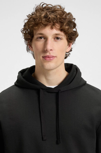 Sweat-shirt à capuche noir pour homme, manches longues, couleur unie, décontracté, avec poches latérales, coupe classique, poids moyen, 100% coton, automne - Product Image 5