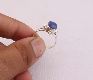 Natural <b>Lapis</b> <b>Lazuli</b> <b>Ring</b> 925 Sterling Silver Vintage Style Cushion Cut Royal Blue Gemstone <b>Ring</b> for Women Handcrafted Boho - Product Image 5