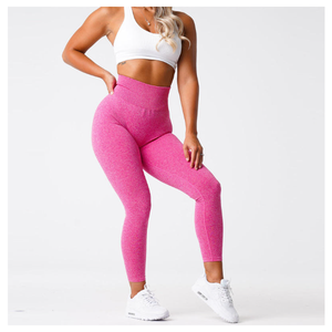 Pantalones de Yoga de Cintura Alta para Mujer, Leggings Deportivos Sin Costuras, Cómodos y Elásticos, con Patrón Sólido, Grosor Estándar, Ropa Deportiva - Product Image 1