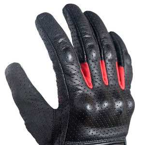 WARPRO INDUSTRY Full Finger Leather Racing <b>Gloves</b> <b>Touchscreen</b> Function Hook Loop Closure MOTOCROSS Use Unisex Black Red - Product Image 6