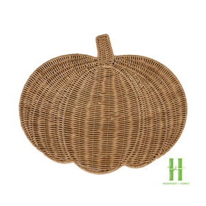 NOUVEAU DESIGN Panier de rangement en forme de citrouille tressé, fait main, décoration d'Halloween, citrouille en rotin naturel pour l'automne - Product Image 3