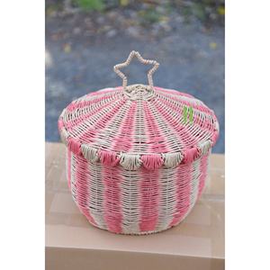 Playful Scalloped <b>Woven</b> <b>Basket</b> with Star Lid for Gift <b>Baskets</b> - Product Image 2