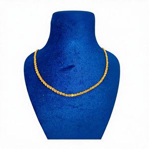 Cadena de Oro Amarillo Sólido de 22K, Modelo ROSSI, para Hombre y Mujer, Hecha a Mano, con Eslabones Trenzados, Joyería Fina, Elegante para Uso Diario - Product Image 1