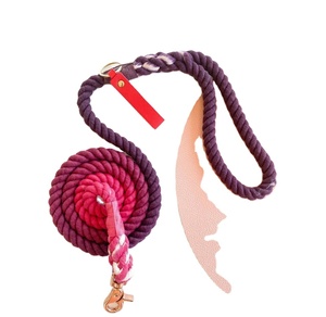 Magenta Rope Dog Lead Customized Colored Cotton Rope Handmade Dog <b>Leash</b> <b>Pet</b> <b>Leash</b> Set - Product Image 1