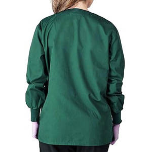 Blusa Médica de Manga Larga Verde Oscuro para Mujer, con Botones, Cuello Alto, Tejido de Poliéster, Uniforme de Hospital - Product Image 2