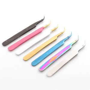 Pince à épiler professionnelle d'extension de cils de volume russe en acier inoxydable pointe pointue personnalisable marque privée - Product Image 3