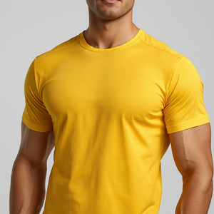 Camiseta Deportiva para Hombre, de Secado Rápido, Diseño Digital Sólido, 220 GSM, Poliéster, Corte Ajustado, Amarillo, Venta al Por Mayor, Suministro a Granel - Product Image 1