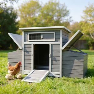 Grande Pollaio in Legno per Esterni con 2 Cassette Nido Laterali, Gabbia per Galline e Pollame per Uso Esterno - Product Image 2