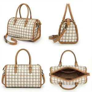 กระเป๋าเดินทางสุดสัปดาห์สำหรับผู้หญิง รุ่น Speedy Mini Duffle Bag ลายตาราง ทำจากหนังแท้ 100% งานแฮนด์เมด ปี 2026 ขายส่งแบบใหม่ รับผลิตตามสั่ง - Product Image 2