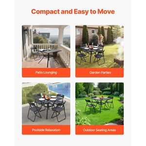 Tavolo da pranzo esterno da 37 pollici con Patio quadrato per tutte le stagioni grande in metallo acciaio per mobili da giardino per giardino con prato tavoli da bistrot neri - Product Image 6