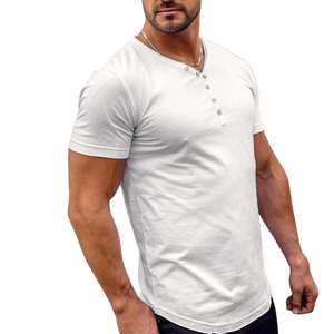 Men's Slim Fit <b>White</b> Cotton T-Shirt Short Sleeve O-Neck Casual Jersey Knitted Solid Color Blank Design - Product Image 2