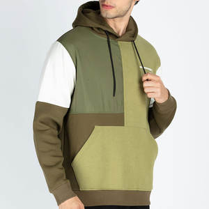 Sweat à capuche de sport respirant de qualité supérieure pour homme, design unique, couleur unie, style à panneaux personnalisés, en coton, coupe oversize - Product Image 3