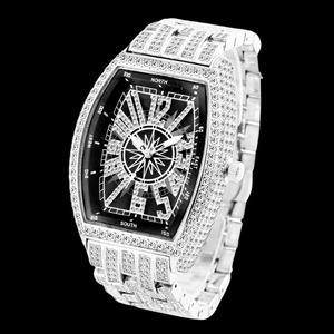 Premium unisex Square Analog Quartz <b>Watch</b> With Diamond Bezel Stainless Steel Band Sapphire Crystal 41mm <b>Case</b> - Product Image 4
