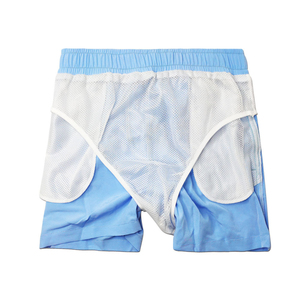 Men's Sporty Mesh <b>Shorts</b> Solid Color Quick Dry Drawstring Waist with <b>Zipper</b> Pockets <b>Short</b> Length for Active Wear high quality - Product Image 2