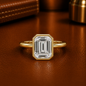 Elegant Simple <b>14K</b> Solid <b>Gold</b> Band 1.0CT 2.0CT 3.0CT IGI Ceretified Emerald Cut Lab Grown Diamond <b>Rings</b> Engagement <b>Rings</b> Gifts - Product Image 1